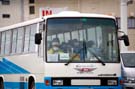 bus of workers headed into the 20km exclusion zone