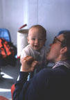 Happy camper Sam with Ann on an Alaska State ferry trip