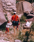 Jenn visiting with the little lad. Aslan Village, near Goreme, Turkey