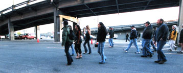 estrogen and testosterone marching with heels and ballcaps