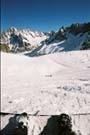 The view from a snowboard about to rip