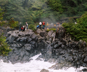 Hot springs and cold waves an hour north of Tofino by boat